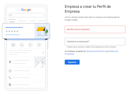Nombre empresa ficha de Google My Business