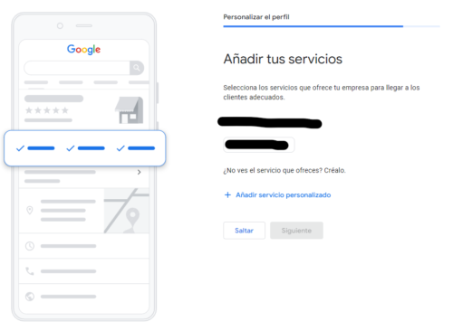 Servicios ficha de Google My Business